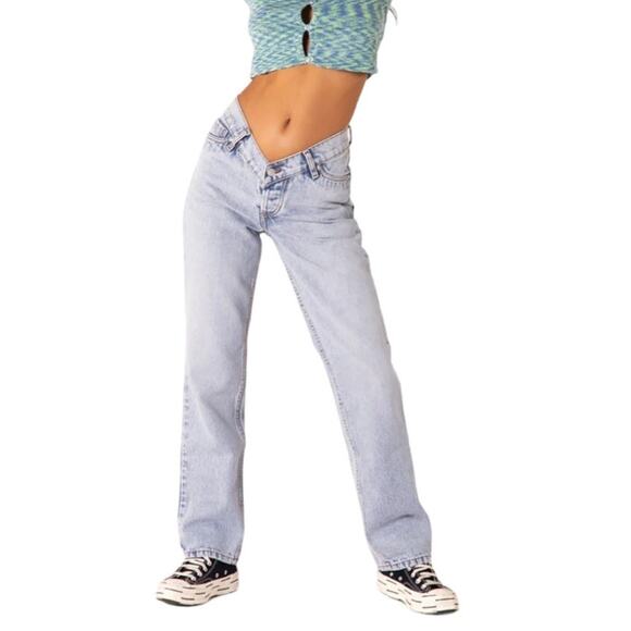 Revice Denim Viper Up All Night Jeans 32 Light Wash Blue V Cut